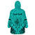 Personalised Polynesian Father's Day Gift For Dad Wearable Blanket Hoodie Super Father In The World - Turquoise Polynesian Pattern - Wonder Print Shop