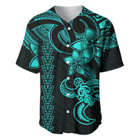 Hawaiian Tribal Baseball Jersey Polynesian Kakau Turtle - Aqua LT9 - Wonder Print Shop