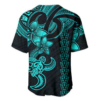 Hawaiian Tribal Baseball Jersey Polynesian Kakau Turtle - Aqua LT9 - Wonder Print Shop