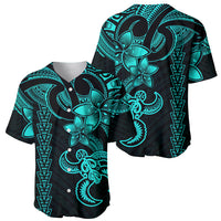 Hawaiian Tribal Baseball Jersey Polynesian Kakau Turtle - Aqua LT9 - Wonder Print Shop