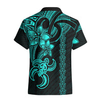 Hawaiian Tribal Hawaiian Shirt Polynesian Kakau Turtle - Aqua - Wonder Print Shop