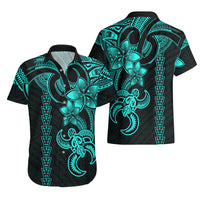 Hawaiian Tribal Hawaiian Shirt Polynesian Kakau Turtle - Aqua - Wonder Print Shop