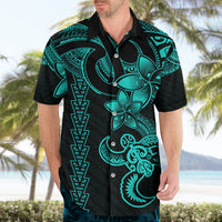 Hawaiian Tribal Hawaiian Shirt Polynesian Kakau Turtle - Aqua - Wonder Print Shop