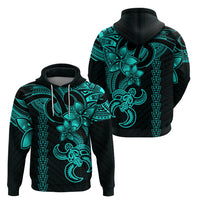 Hawaiian Tribal Hoodie Polynesian Kakau Turtle - Aqua - Wonder Print Shop