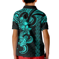 Hawaiian Tribal Kid Polo Shirt Polynesian Kakau Turtle - Aqua - Wonder Print Shop