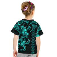 Hawaiian Tribal Kid T Shirt Polynesian Kakau Turtle - Aqua - Wonder Print Shop