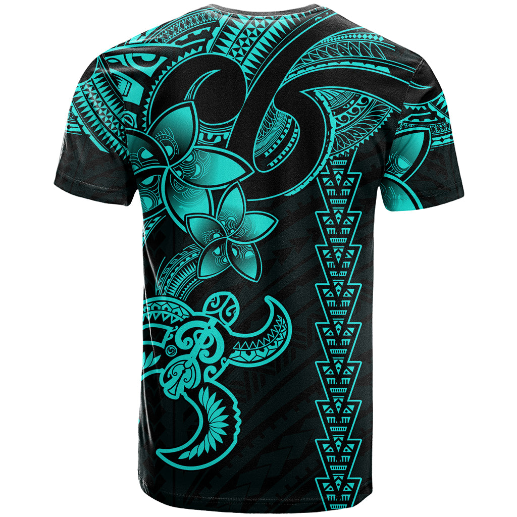 Hawaiian Tribal T Shirt Polynesian Kakau Turtle - Aqua - Wonder Print Shop