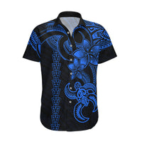 Hawaiian Tribal Hawaiian Shirt Polynesian Kakau Turtle - Blue - Wonder Print Shop