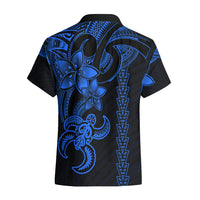 Hawaiian Tribal Hawaiian Shirt Polynesian Kakau Turtle - Blue - Wonder Print Shop