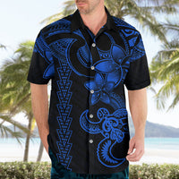 Hawaiian Tribal Hawaiian Shirt Polynesian Kakau Turtle - Blue - Wonder Print Shop