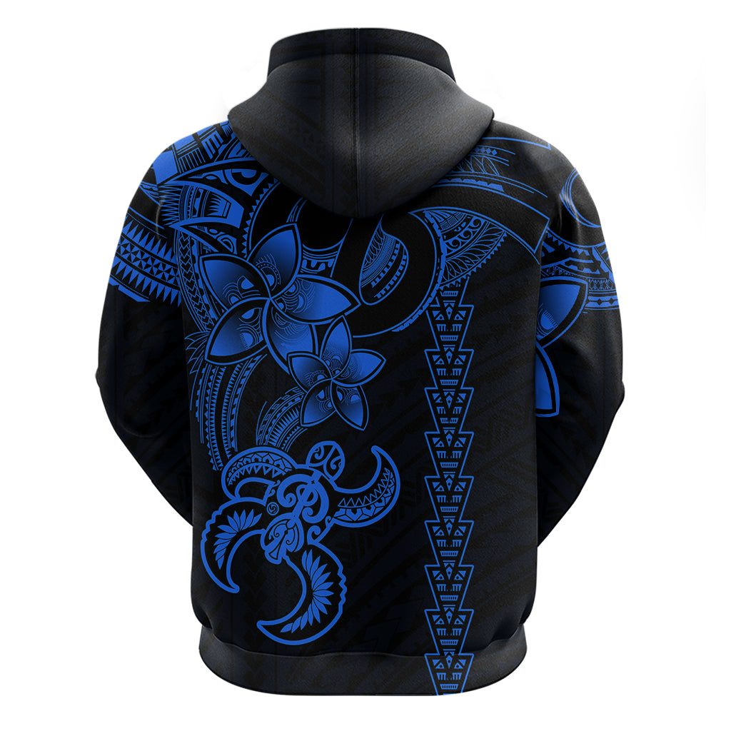 Hawaiian Tribal Hoodie Polynesian Kakau Turtle - Blue - Wonder Print Shop