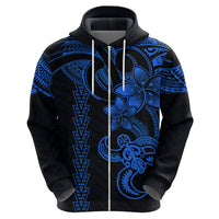 Hawaiian Tribal Hoodie Polynesian Kakau Turtle - Blue - Wonder Print Shop
