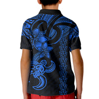 Hawaiian Tribal Kid Polo Shirt Polynesian Kakau Turtle - Blue - Wonder Print Shop
