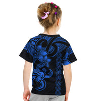Hawaiian Tribal Kid T Shirt Polynesian Kakau Turtle - Blue - Wonder Print Shop