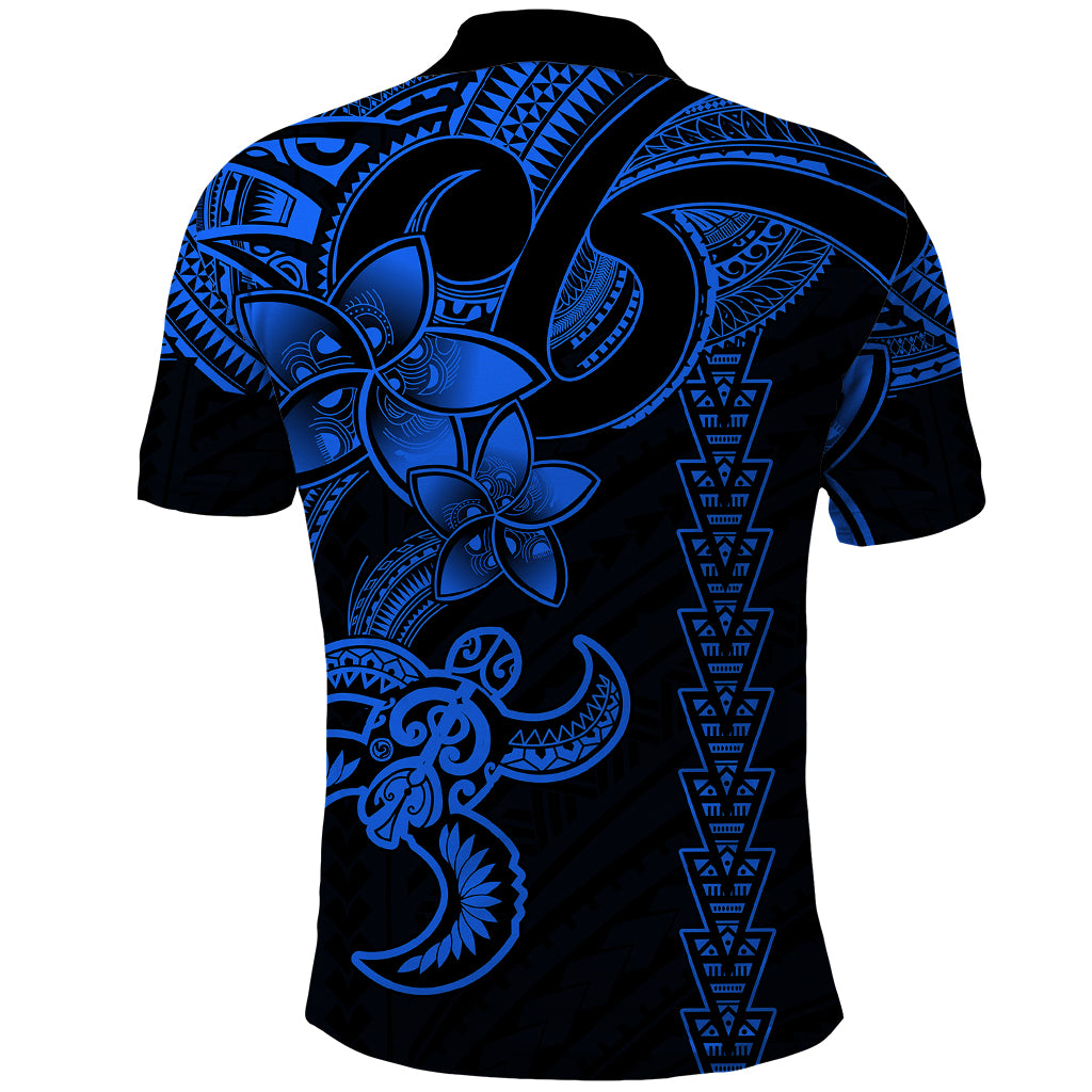 Hawaiian Tribal Polo Shirt Polynesian Kakau Turtle - Blue - Wonder Print Shop