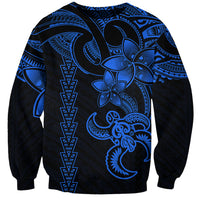 Hawaiian Tribal Sweatshirt Polynesian Kakau Turtle - Blue - Wonder Print Shop