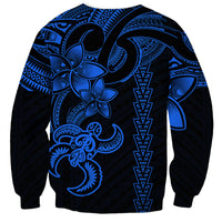 Hawaiian Tribal Sweatshirt Polynesian Kakau Turtle - Blue - Wonder Print Shop
