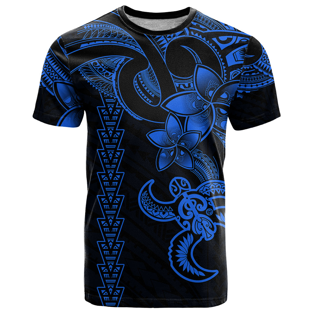 Hawaiian Tribal T Shirt Polynesian Kakau Turtle - Blue - Wonder Print Shop