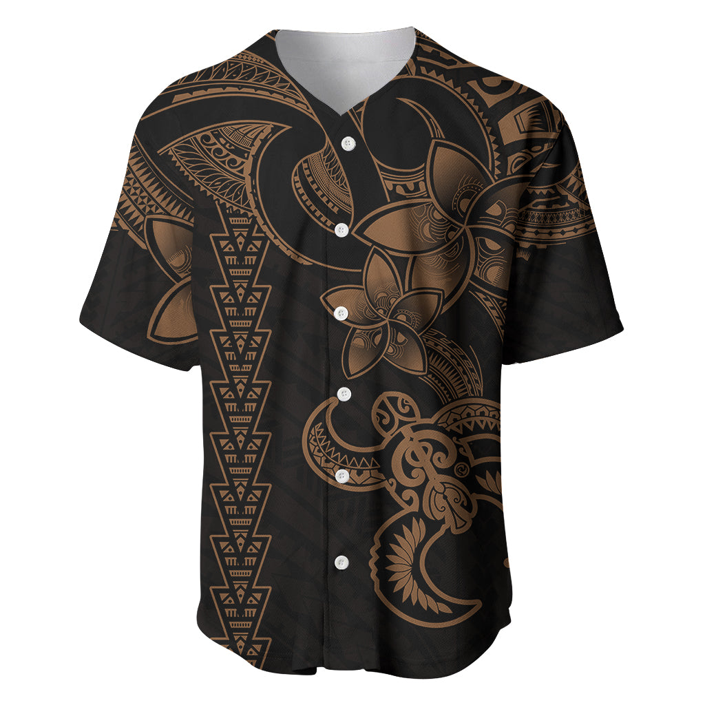 Hawaiian Tribal Baseball Jersey Polynesian Kakau Turtle - Gold LT9 - Wonder Print Shop