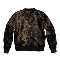 Hawaiian Tribal Bomber Jacket Polynesian Kakau Turtle - Gold LT9 - Wonder Print Shop