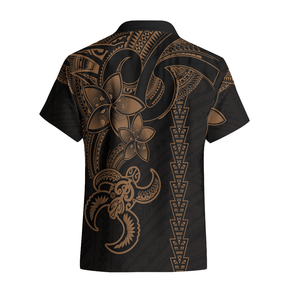 Hawaiian Tribal Hawaiian Shirt Polynesian Kakau Turtle - Gold - Wonder Print Shop