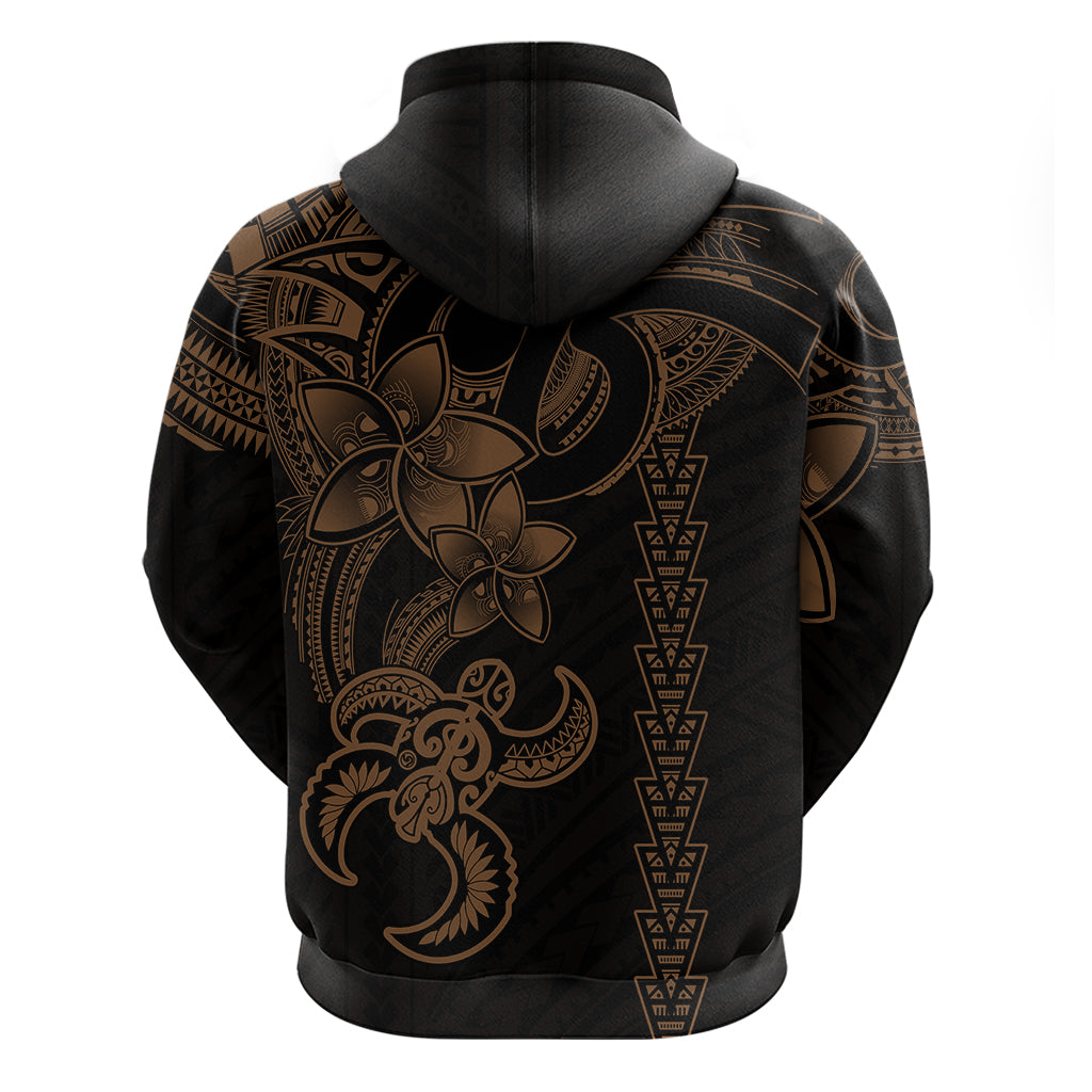 Hawaiian Tribal Hoodie Polynesian Kakau Turtle - Gold - Wonder Print Shop