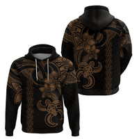 Hawaiian Tribal Hoodie Polynesian Kakau Turtle - Gold - Wonder Print Shop