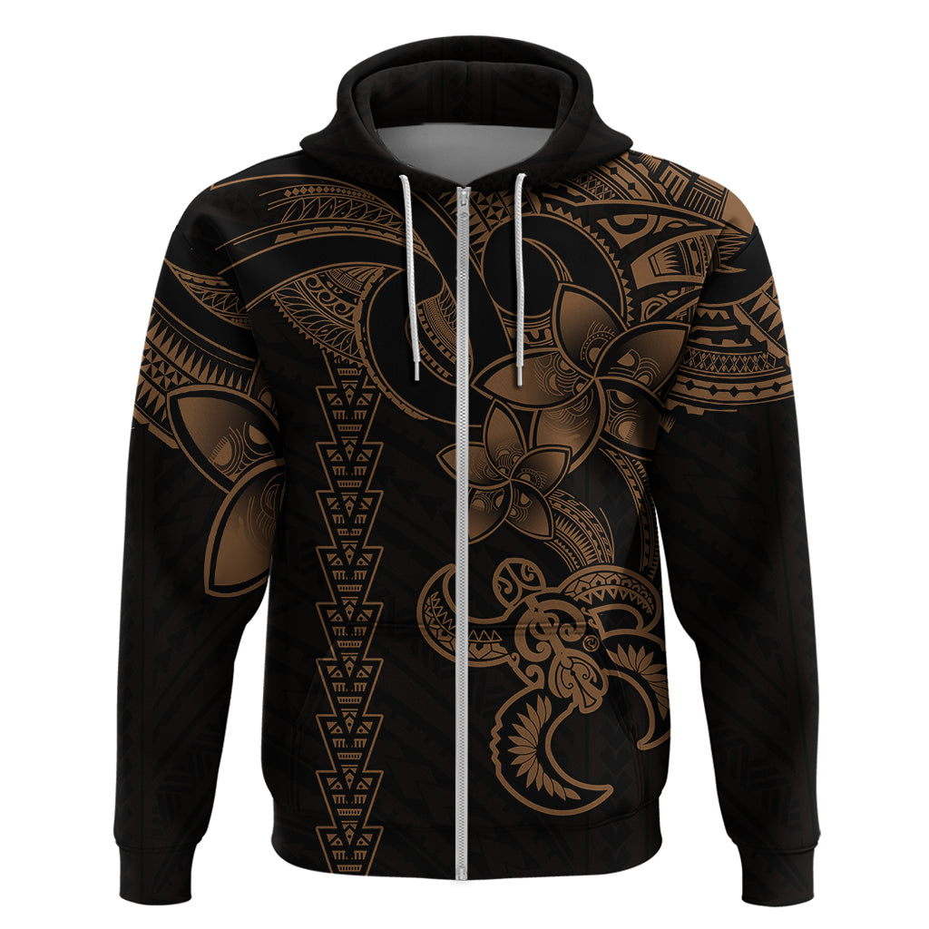 Hawaiian Tribal Hoodie Polynesian Kakau Turtle - Gold - Wonder Print Shop