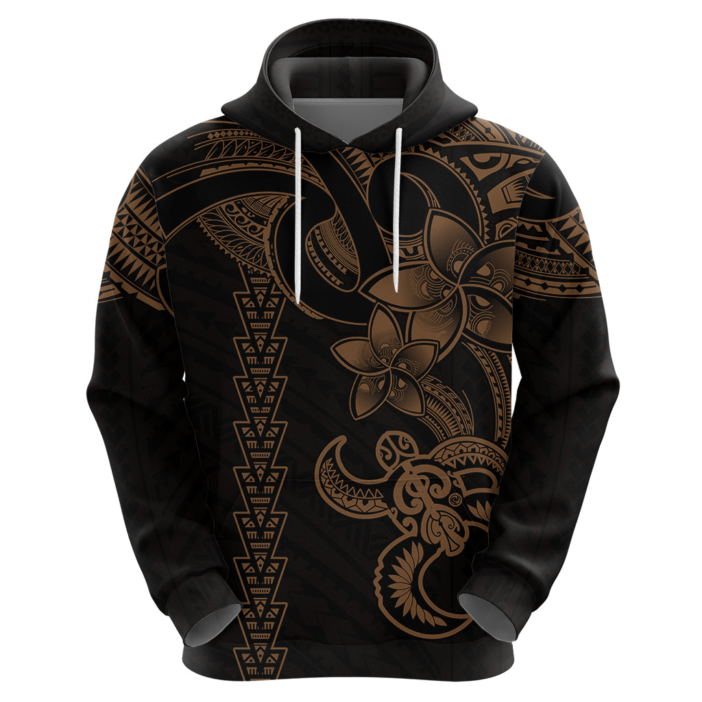 Hawaiian Tribal Hoodie Polynesian Kakau Turtle - Gold - Wonder Print Shop