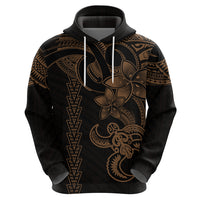 Hawaiian Tribal Hoodie Polynesian Kakau Turtle - Gold - Wonder Print Shop