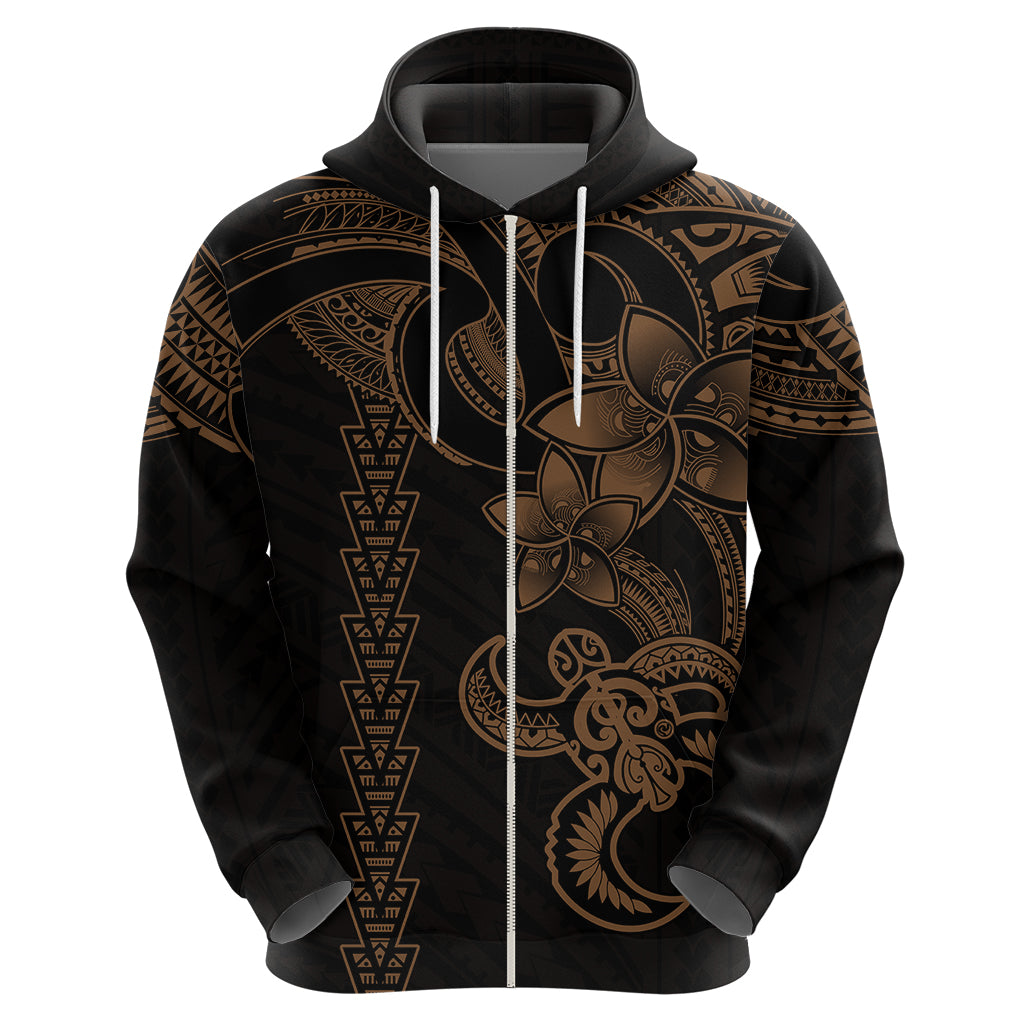 Hawaiian Tribal Hoodie Polynesian Kakau Turtle - Gold - Wonder Print Shop