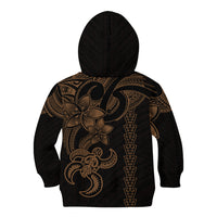 Hawaiian Tribal Kid Hoodie Polynesian Kakau Turtle - Gold - Wonder Print Shop