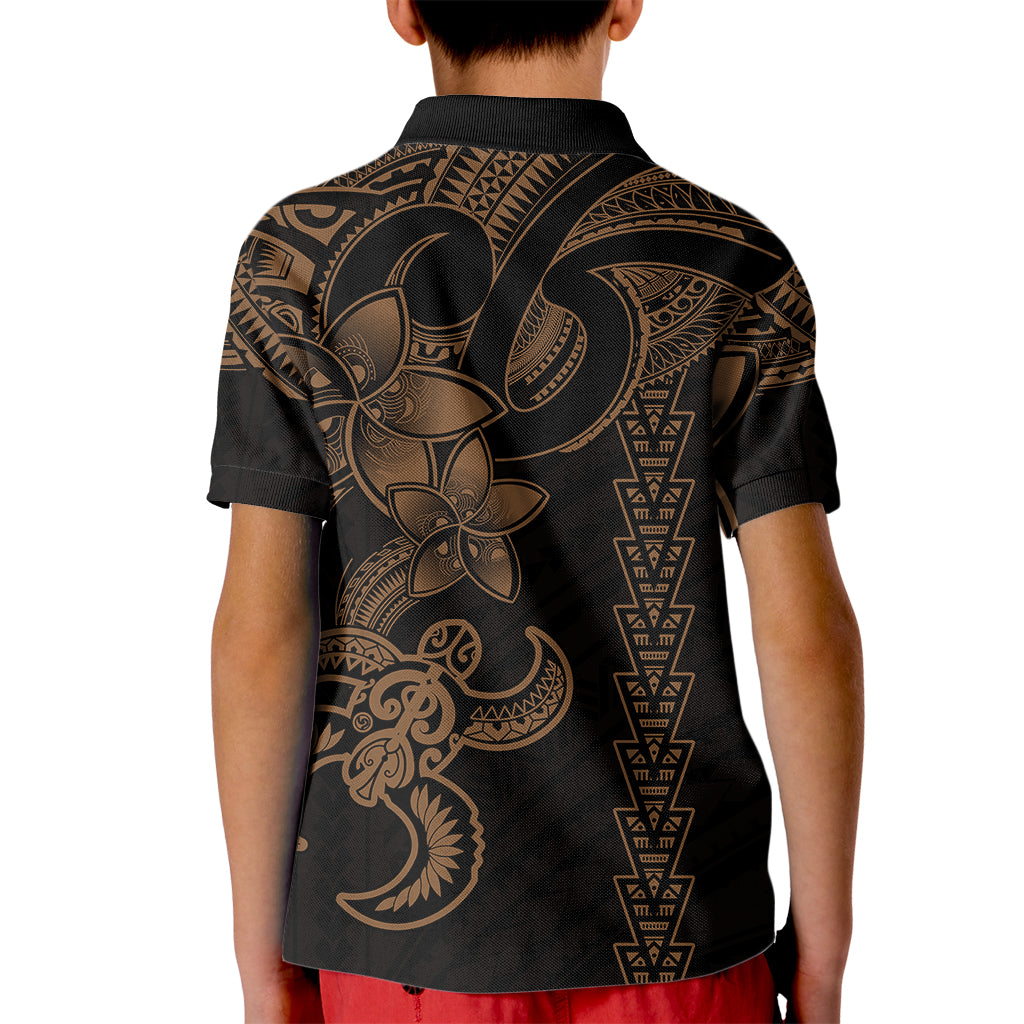 Hawaiian Tribal Kid Polo Shirt Polynesian Kakau Turtle - Gold - Wonder Print Shop