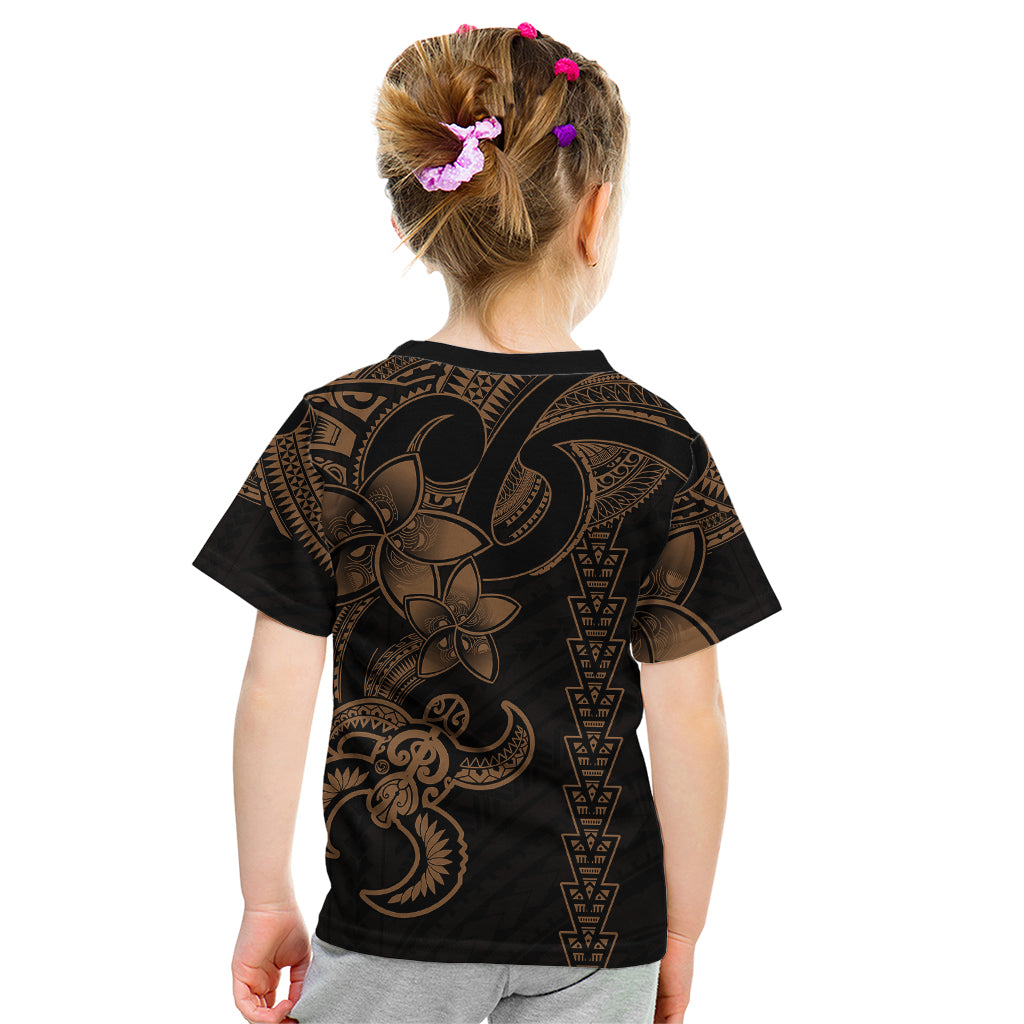 Hawaiian Tribal Kid T Shirt Polynesian Kakau Turtle - Gold - Wonder Print Shop
