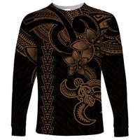 Hawaiian Tribal Long Sleeve Shirt Polynesian Kakau Turtle - Gold - Wonder Print Shop