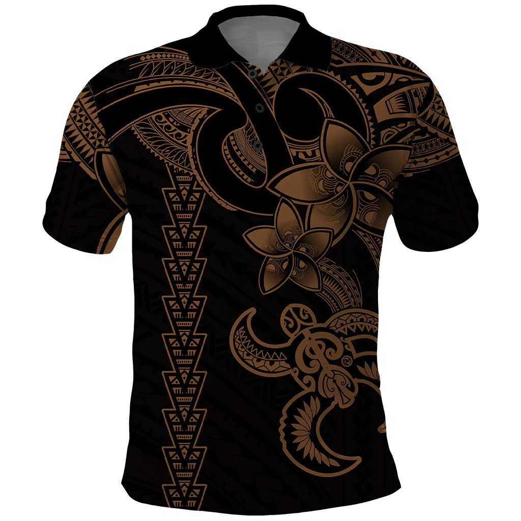 Hawaiian Tribal Polo Shirt Polynesian Kakau Turtle - Gold - Wonder Print Shop