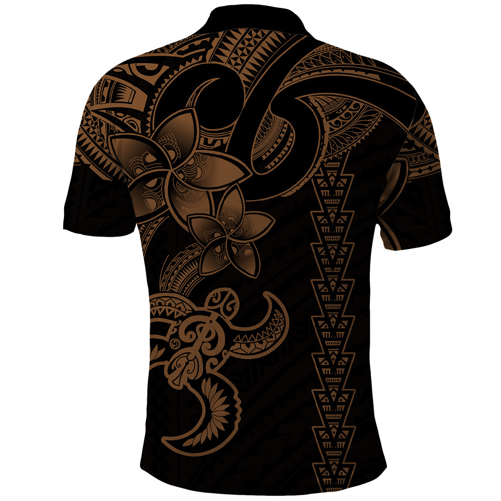 Hawaiian Tribal Polo Shirt Polynesian Kakau Turtle - Gold - Wonder Print Shop