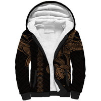 Hawaiian Tribal Sherpa Hoodie Polynesian Kakau Turtle - Gold - Wonder Print Shop
