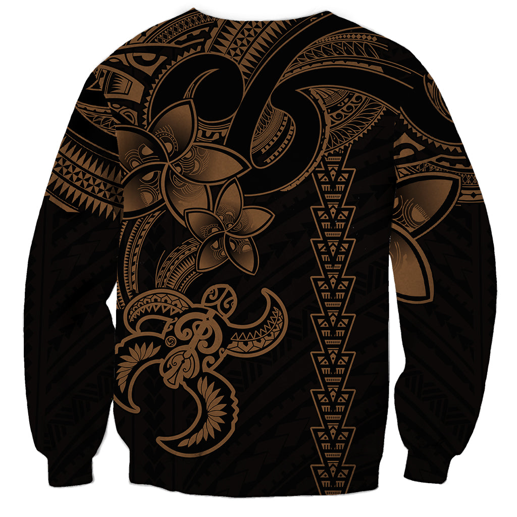 Hawaiian Tribal Sweatshirt Polynesian Kakau Turtle - Gold - Wonder Print Shop