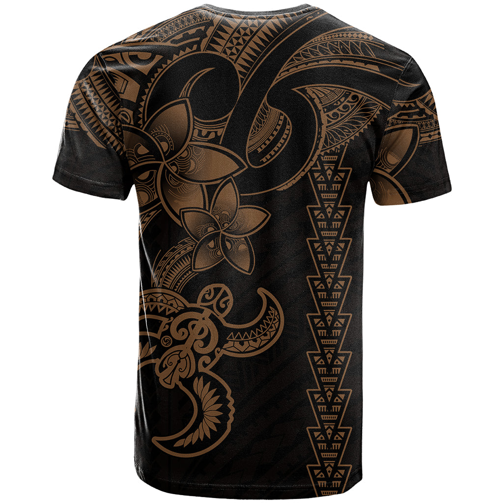 Hawaiian Tribal T Shirt Polynesian Kakau Turtle - Gold - Wonder Print Shop