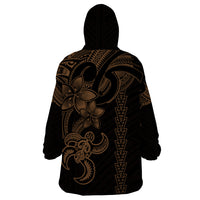 Hawaiian Tribal Wearable Blanket Hoodie Polynesian Kakau Turtle - Gold - Wonder Print Shop