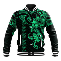 Hawaiian Tribal Baseball Jacket Polynesian Kakau Turtle - Green LT9 - Wonder Print Shop