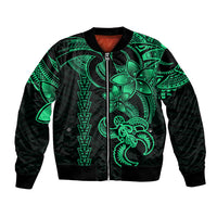 Hawaiian Tribal Bomber Jacket Polynesian Kakau Turtle - Green LT9 - Wonder Print Shop