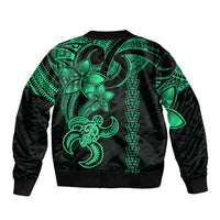 Hawaiian Tribal Bomber Jacket Polynesian Kakau Turtle - Green LT9 - Wonder Print Shop