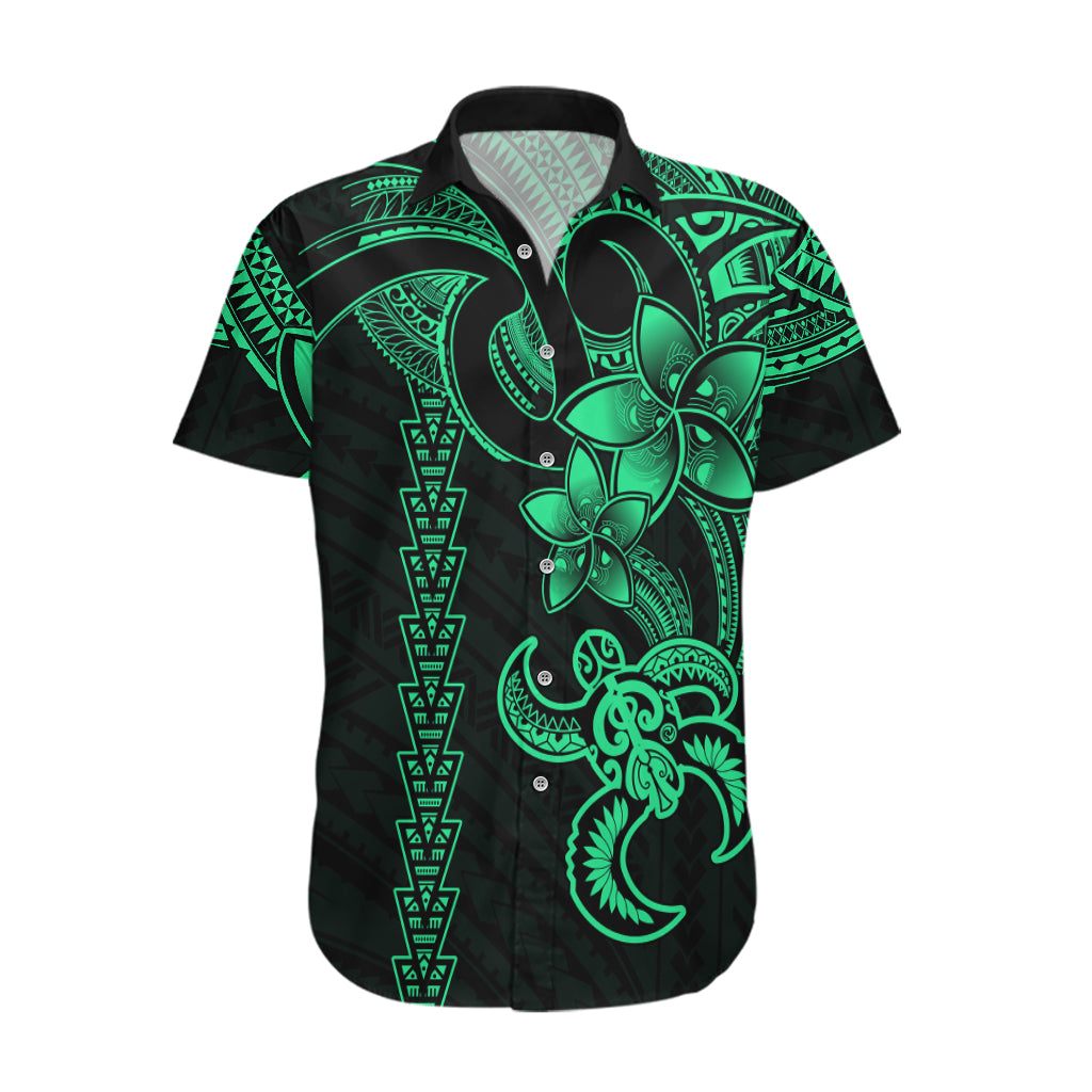 Hawaiian Tribal Hawaiian Shirt Polynesian Kakau Turtle - Green - Wonder Print Shop