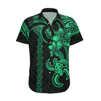 Hawaiian Tribal Hawaiian Shirt Polynesian Kakau Turtle - Green - Wonder Print Shop