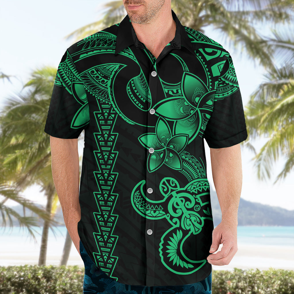 Hawaiian Tribal Hawaiian Shirt Polynesian Kakau Turtle - Green - Wonder Print Shop