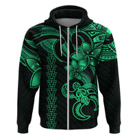 Hawaiian Tribal Hoodie Polynesian Kakau Turtle - Green - Wonder Print Shop