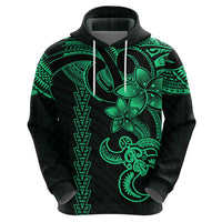 Hawaiian Tribal Hoodie Polynesian Kakau Turtle - Green - Wonder Print Shop