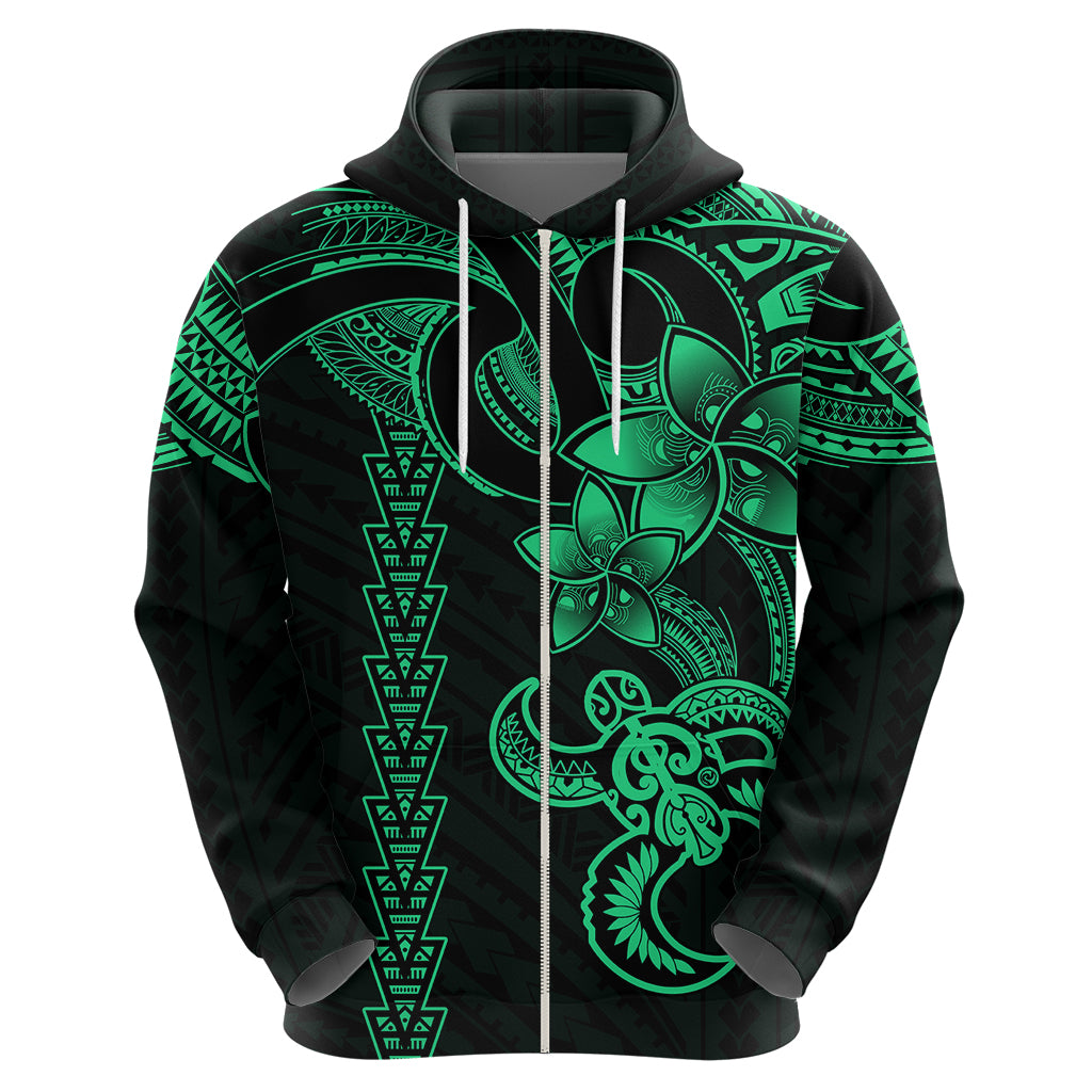 Hawaiian Tribal Hoodie Polynesian Kakau Turtle - Green - Wonder Print Shop